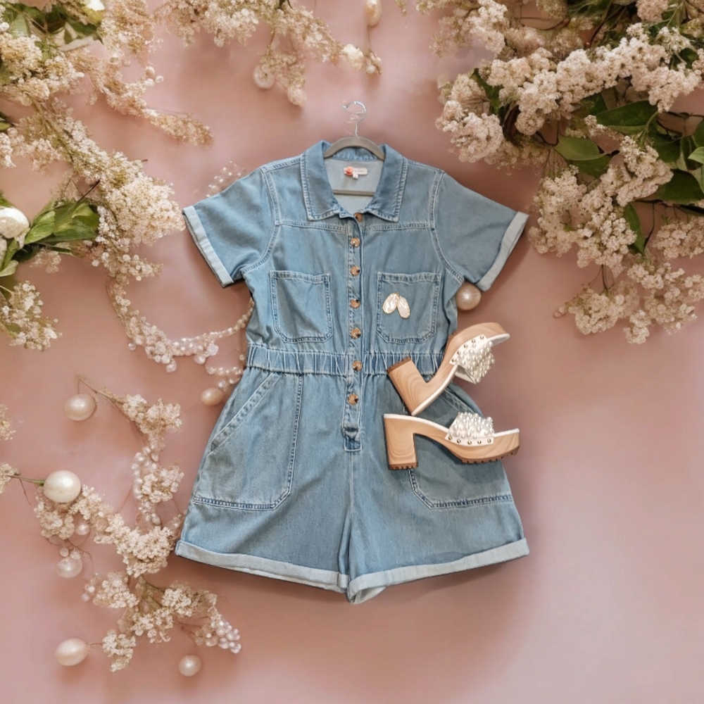 Gianni Bini Light Blue Denim Jumpsuit